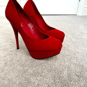 Red Suede High Heels Size 7